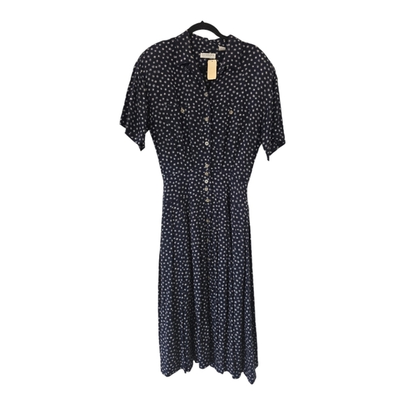 Vintage Liz Claiborne Dress Mixed Ptint Women Button Up Cottagecore Deadstock - Picture 1 of 16
